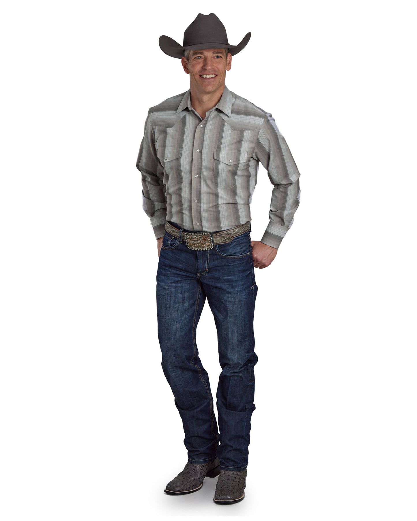 Mens Multi Grey Stripe Long Sleeve Snap Western Shirt - 01-001-0044-0650 Gy