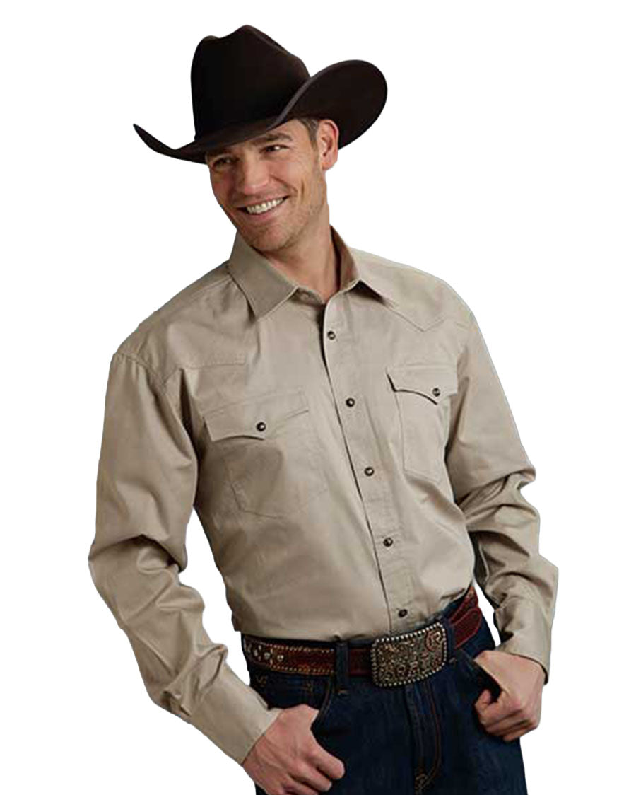 Men's Solid Poplin Long Sleeve Western Shirt - 03-001-0265-1126 TA