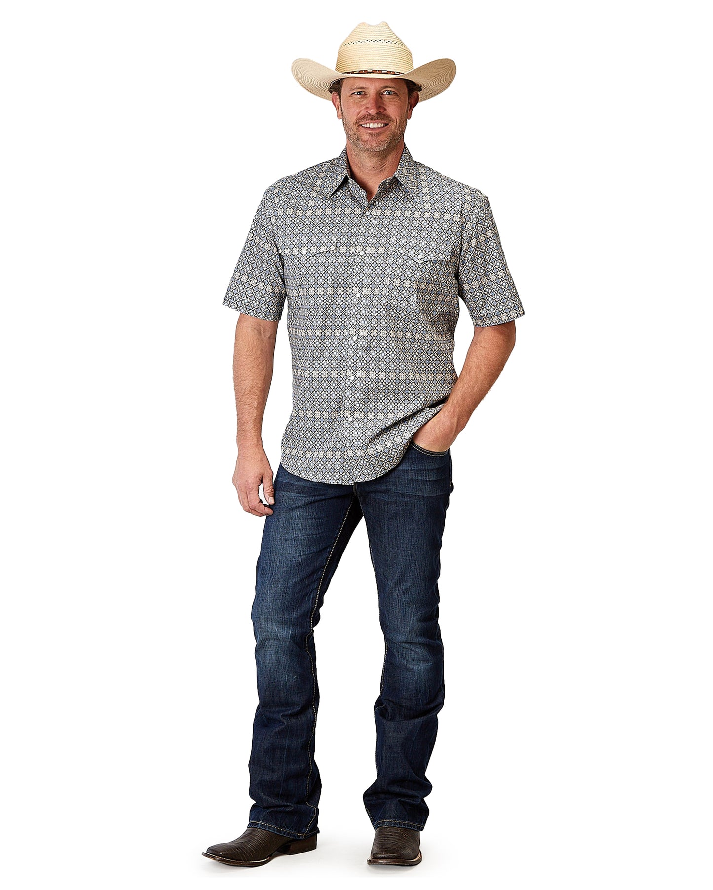 Men's Short Sleeve Foulard Western Shirt