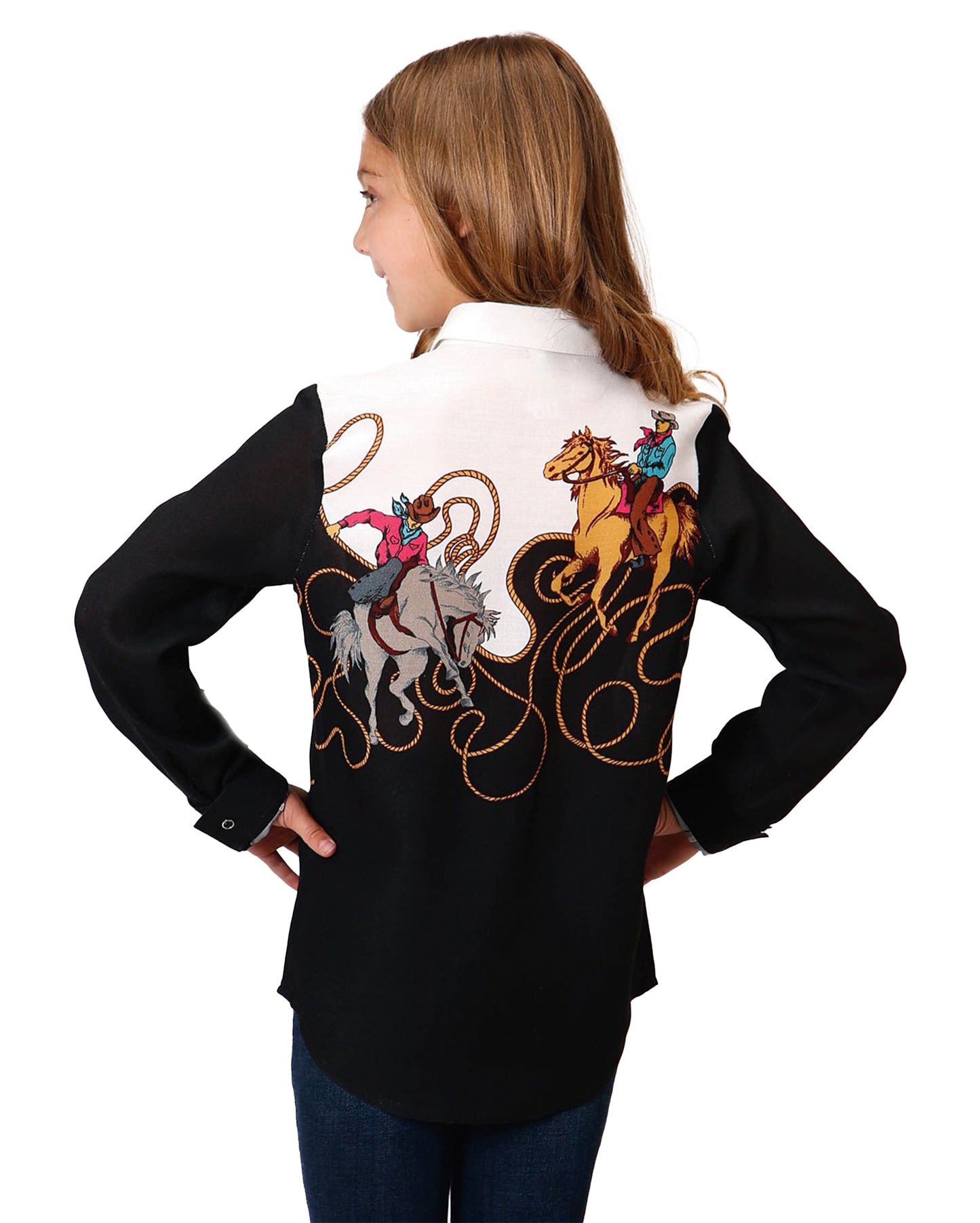 Girls' Retro Border Print Western Shirt