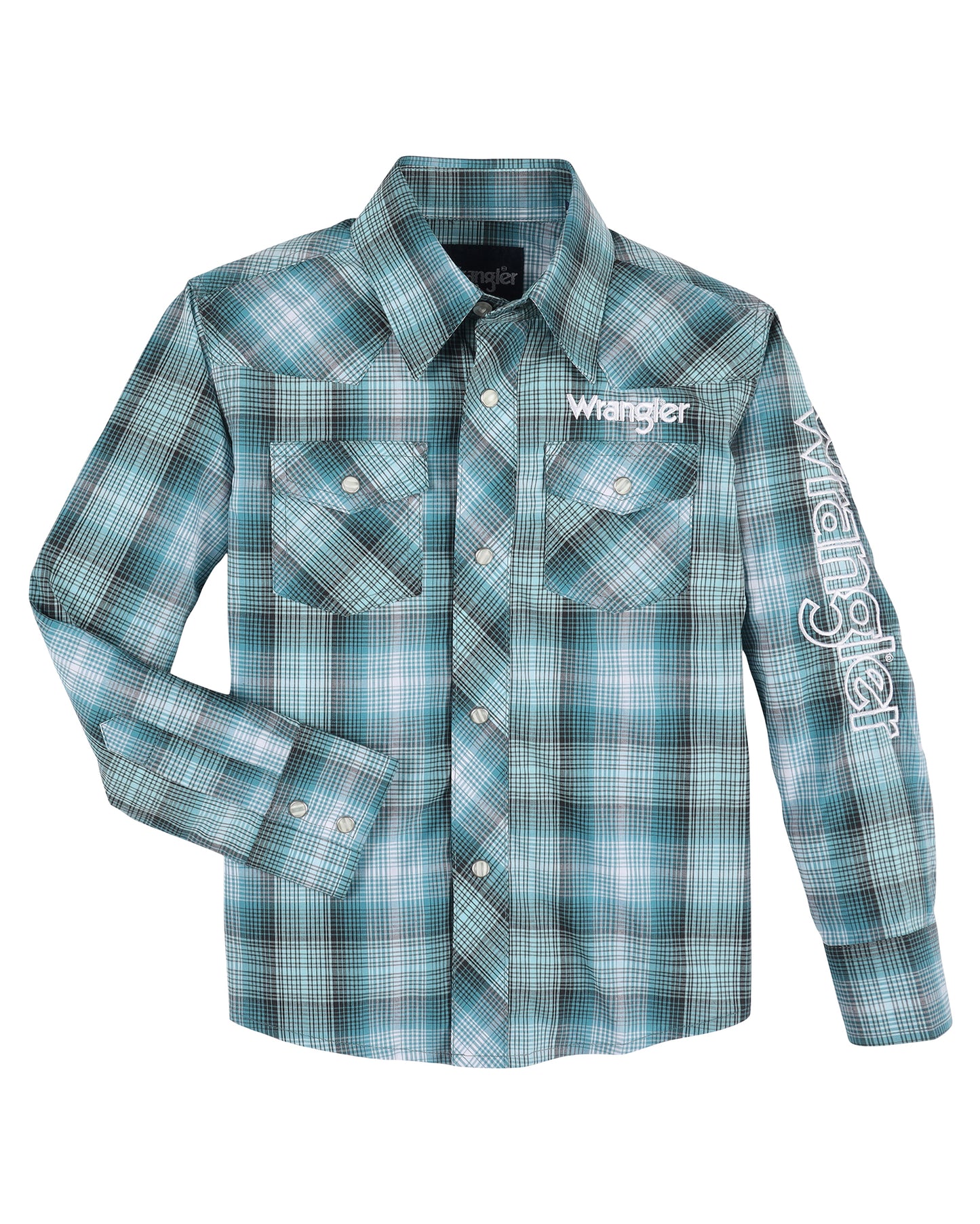 Boys' Logo Long Sleeve Western Shirt by Wrangler from Skip’s Western Outfitters | WRA-112330338-XXS-REG