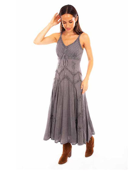 Women's Long Cotton Dress by Scully from Skip’s Western Outfitters | SCU-HC62-GRY-XS-GREY