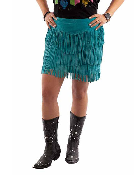 Women's Fringe Skirt by Scully from Skip’s Western Outfitters | SCU-L704-123-L-TURQUOISE
