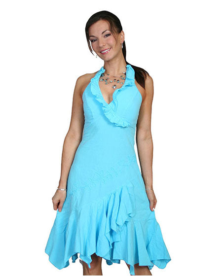 Women's Peruvian Cotton Halter Dress by Scully from Skip’s Western Outfitters | SCU-PSL-054-TUR-XS-TURQUOISE