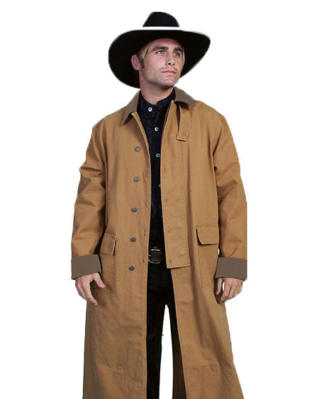 Men's Canvas Duster by Scully from Skip’s Western Outfitters | SCU-RW107-BRN-S-BROWN