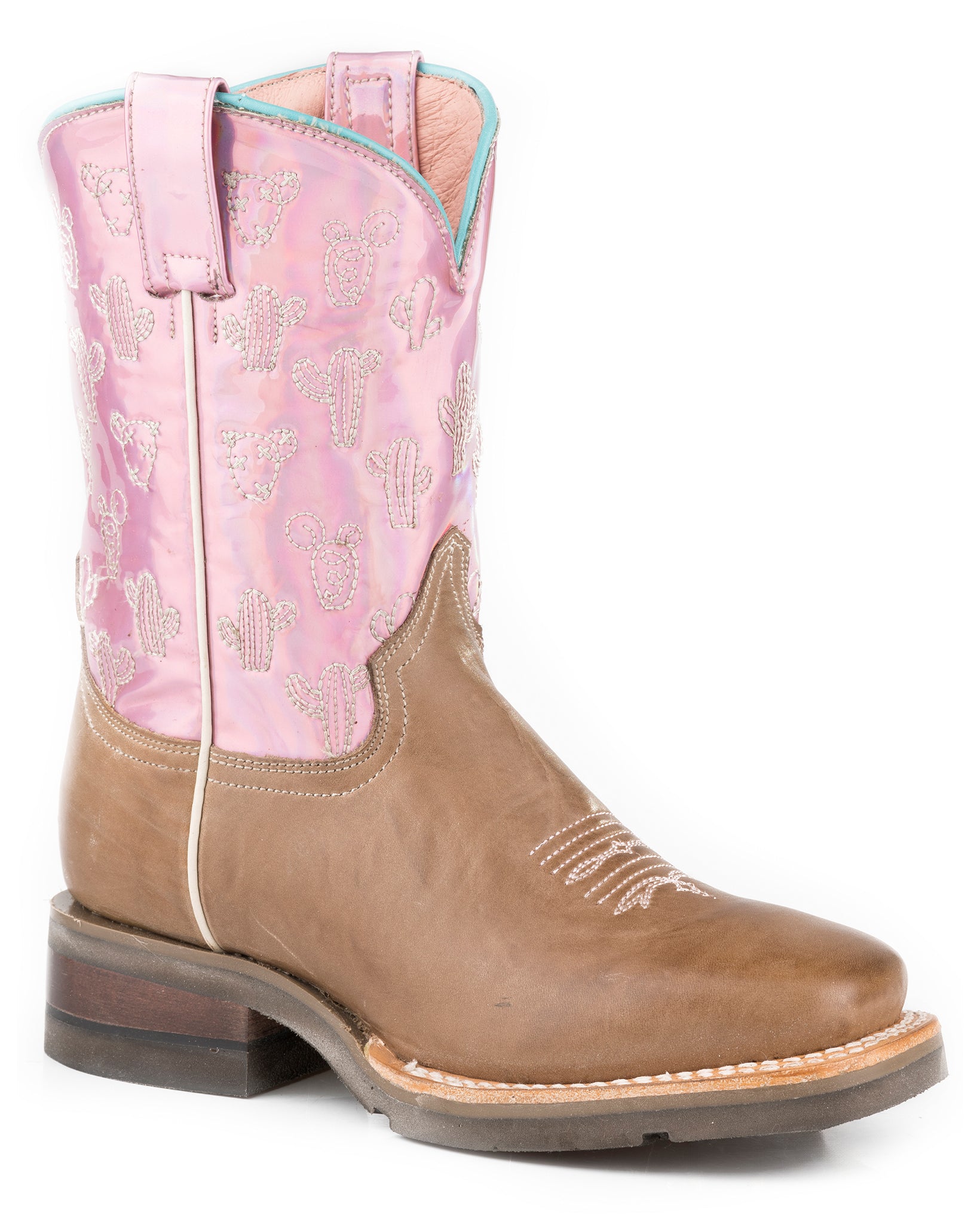 Girls' Pink Square Toe Western Boots – Skip's Western Outfitters - Main Image