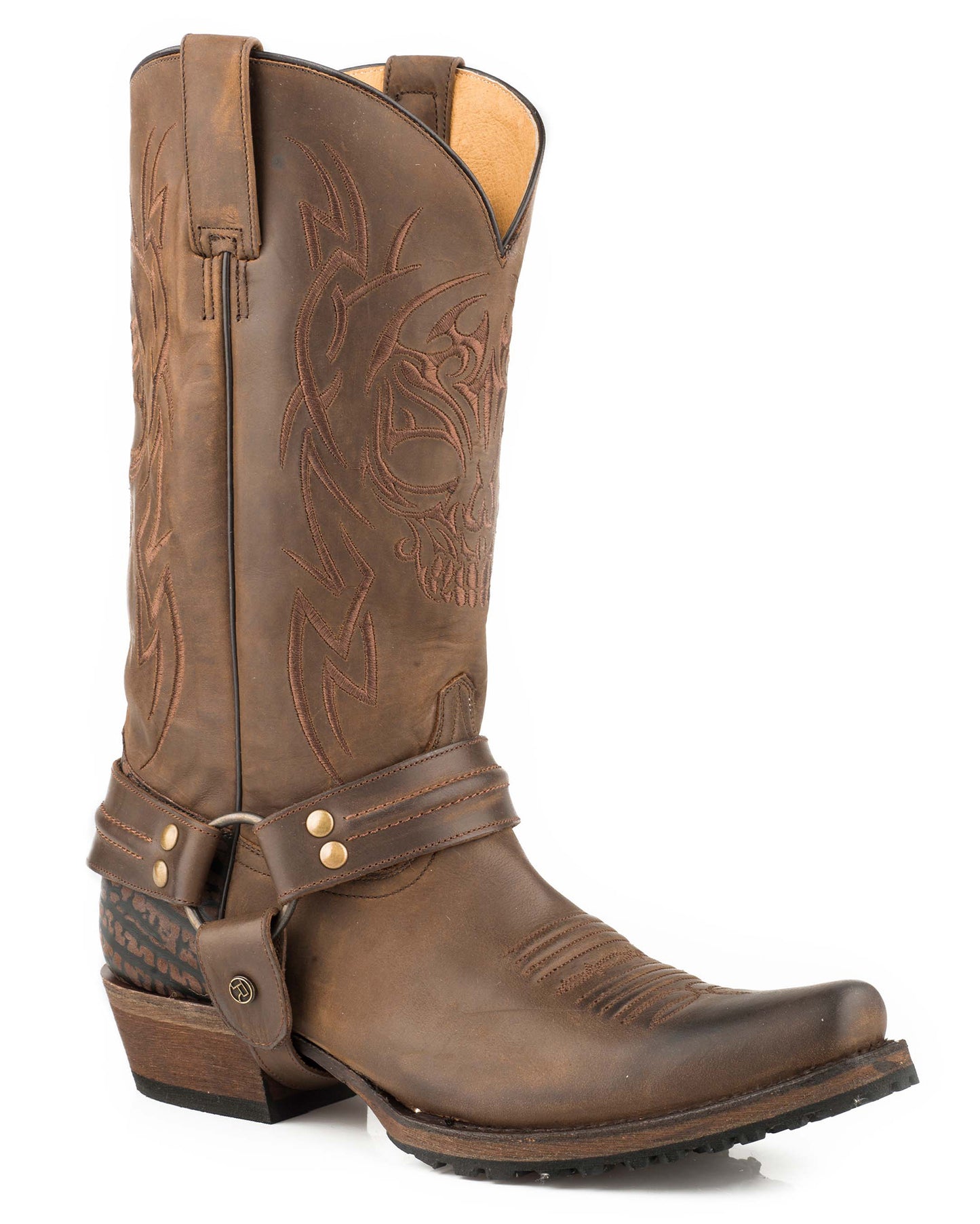 Men's Skull Lug Biker Boots - 09-020-7750-0890 Br by Roper from Skip’s Western Outfitters | KAR-09-020-7750-0890 BR-100-D