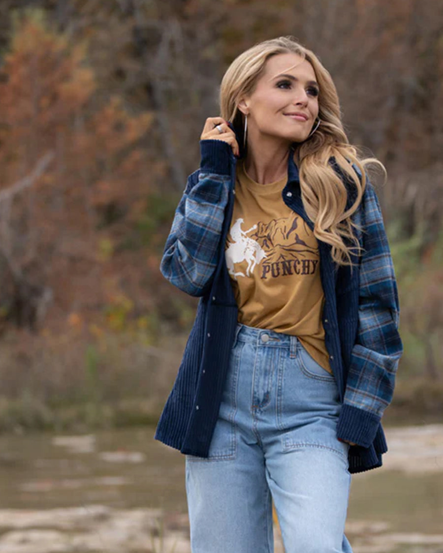 Women's Plaid Pattern Trim Shacket - Hj122Nvbl