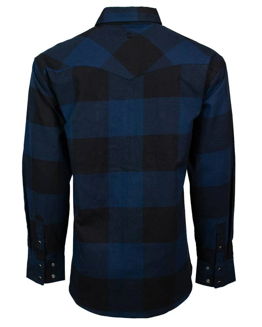 Men's Pearl Snap Loose Fitting Flannel - Hf1002Nvbk