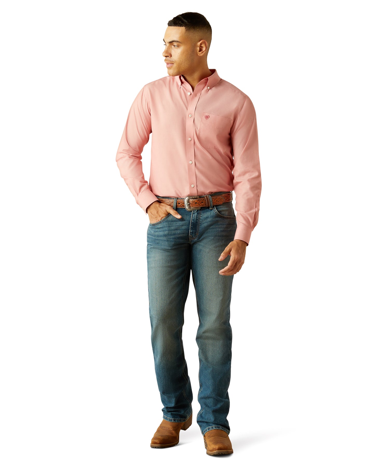 Men's Wrinkle Free Solid Fitted Shirt