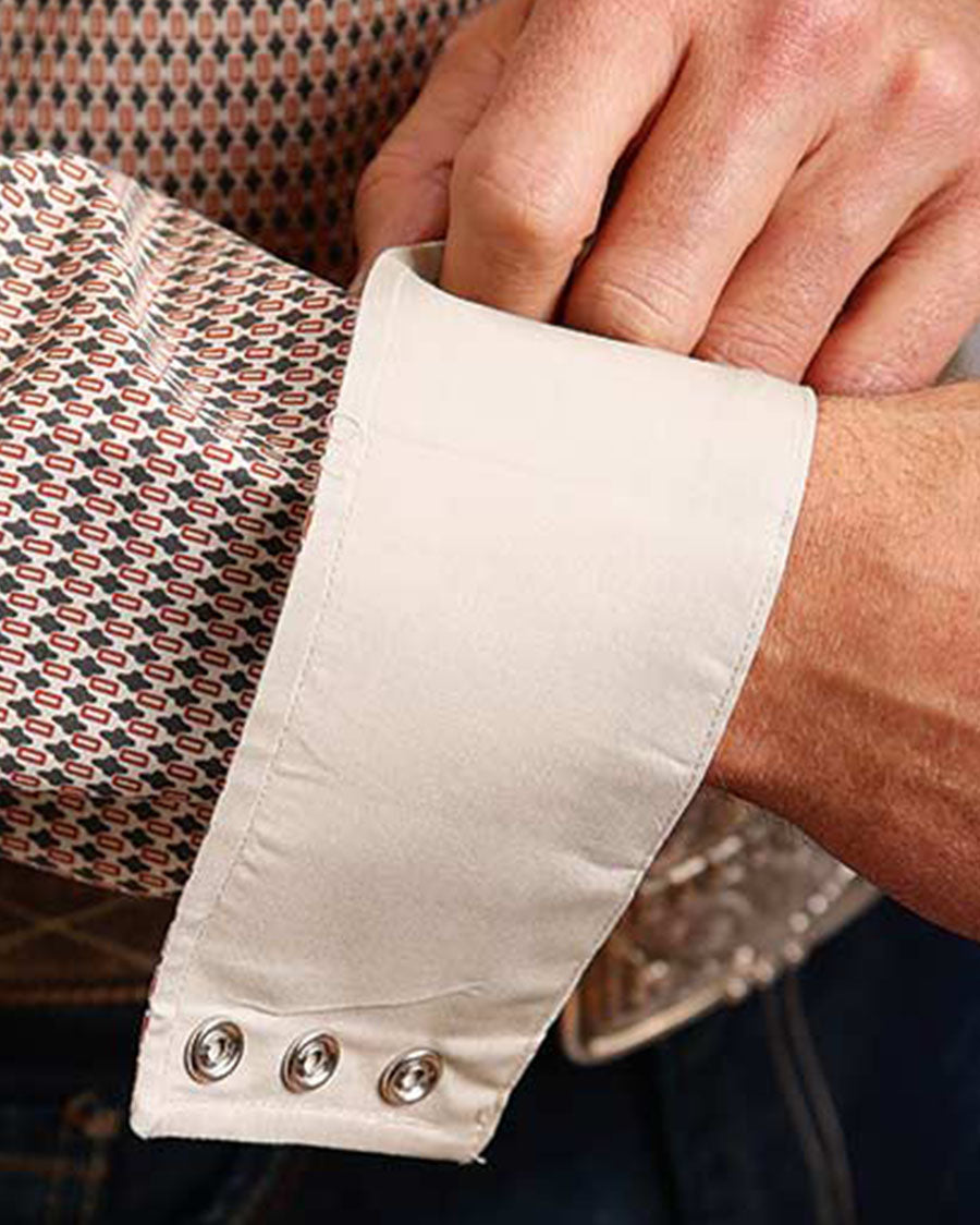 Men's Geo Print On Cotton Poplin Western Shirt - 11-001-0425-7000 RT