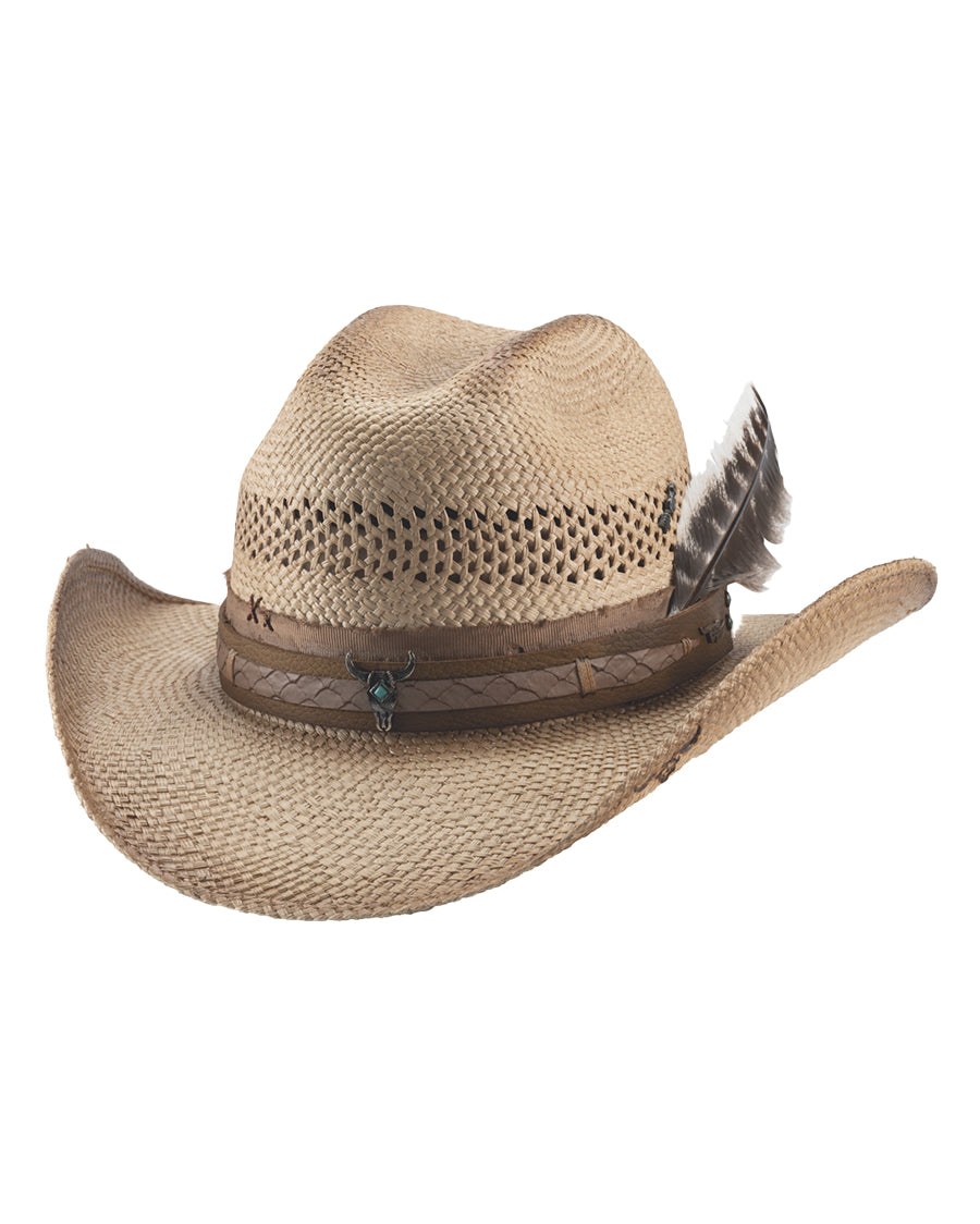 Wagon Mound Genuine Panama Western Hat by Bullhide from Skip’s Western Outfitters | MOT-5108-S-NATURAL-DISTRESSED