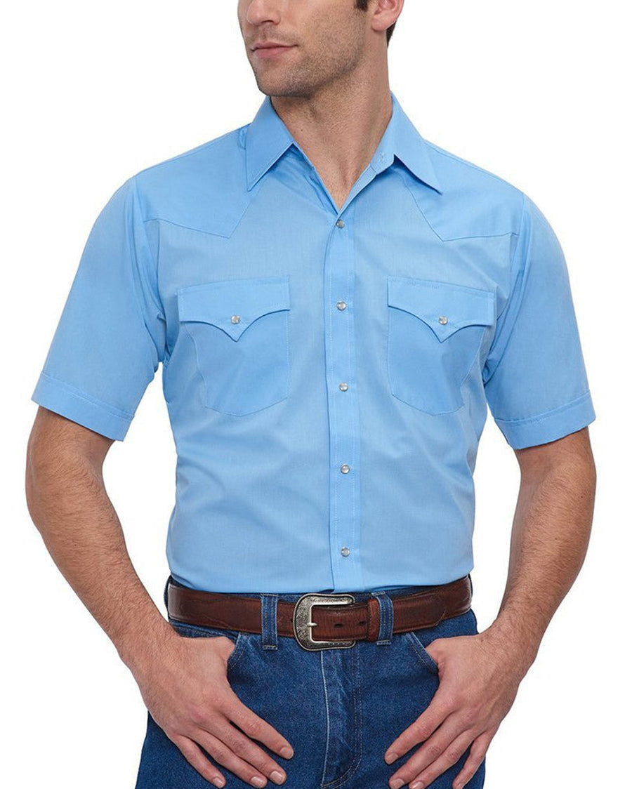 Men's Short Sleeve Solid Western Snap Shirt