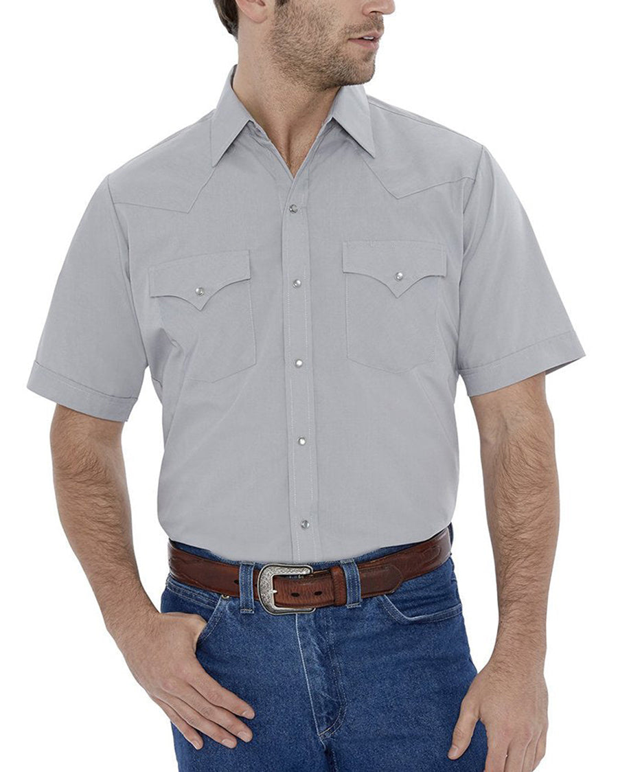 Men's Short Sleeve Solid Western Snap Shirt
