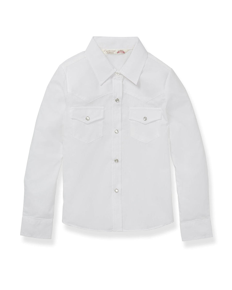 Girls' Long Sleeve Solid Snap Shirt