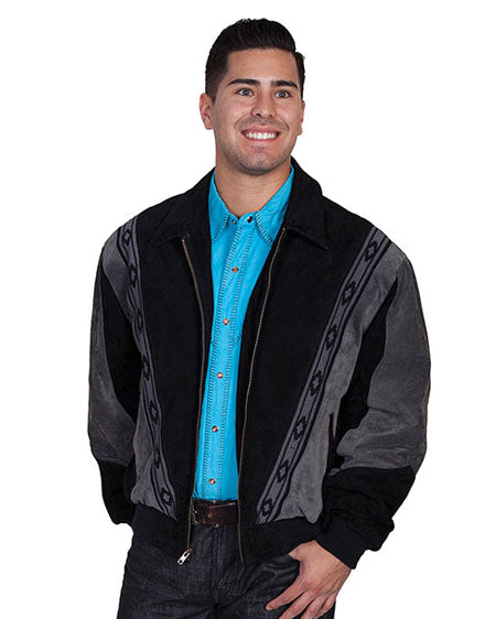 Men's Two-Toned Boar Suede Jacket by Scully from Skip’s Western Outfitters | SCU-62-261-S-BLACK/DARKGREY