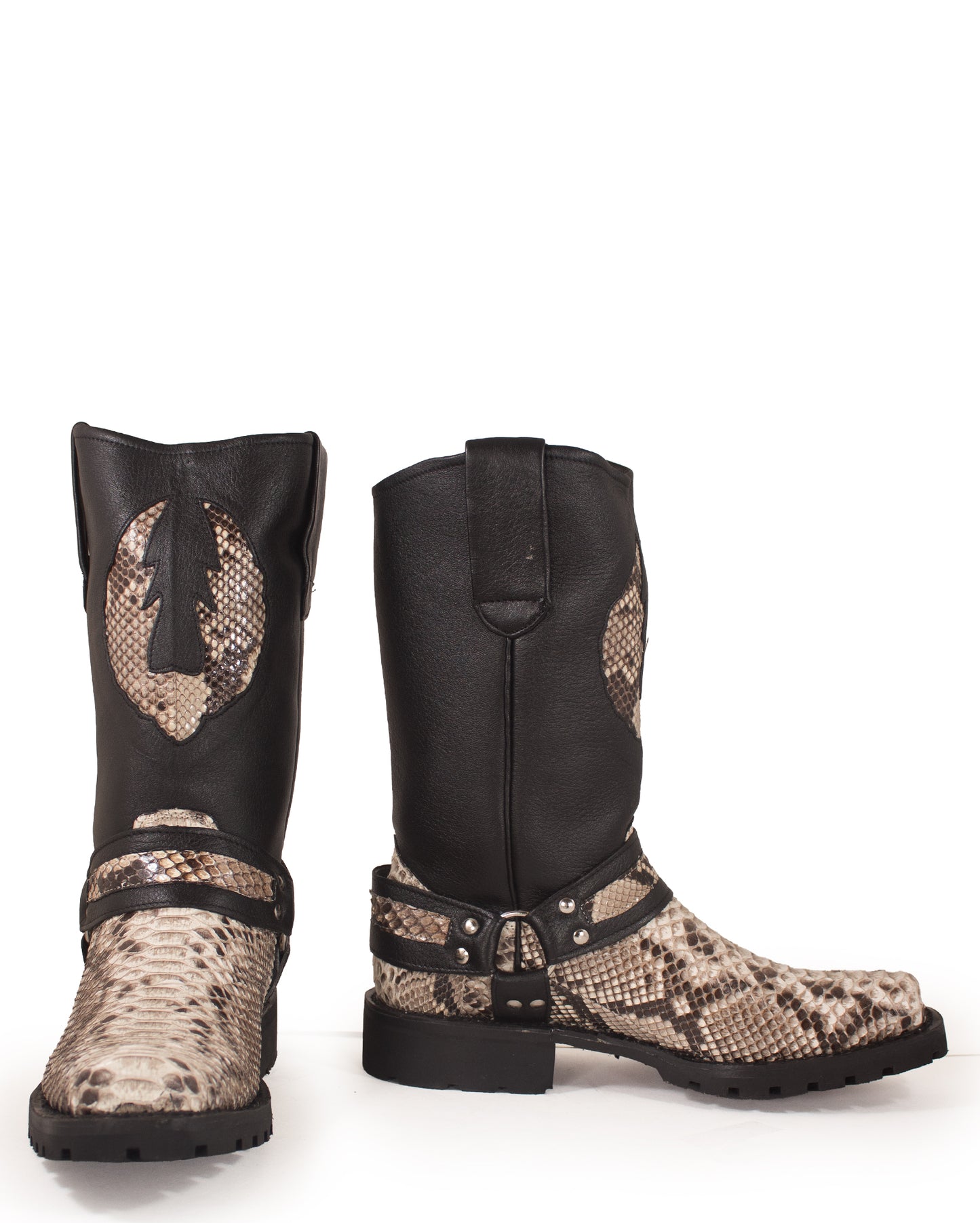 Men's Natural Python Motorcycle Boots