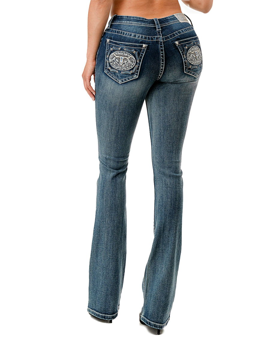 Women's Embroidered Buckle Boot Cut Jeans – Skip's Western Outfitters