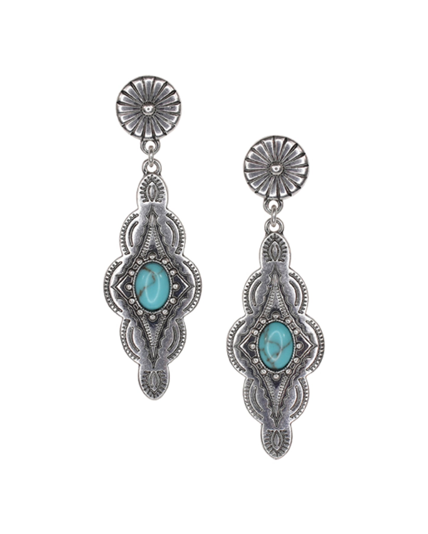 Drop Dangle Diamond Concho Earrings by Justin from Skip’s Western Outfitters | TRD-24029EJ1-O/S