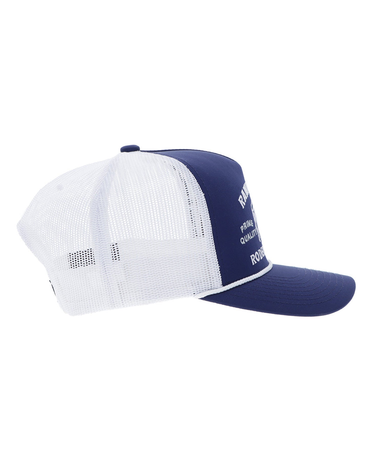 Rank Stock Navy / White 5-Panel Trucker With White Stitching - 2562T-Nvwh