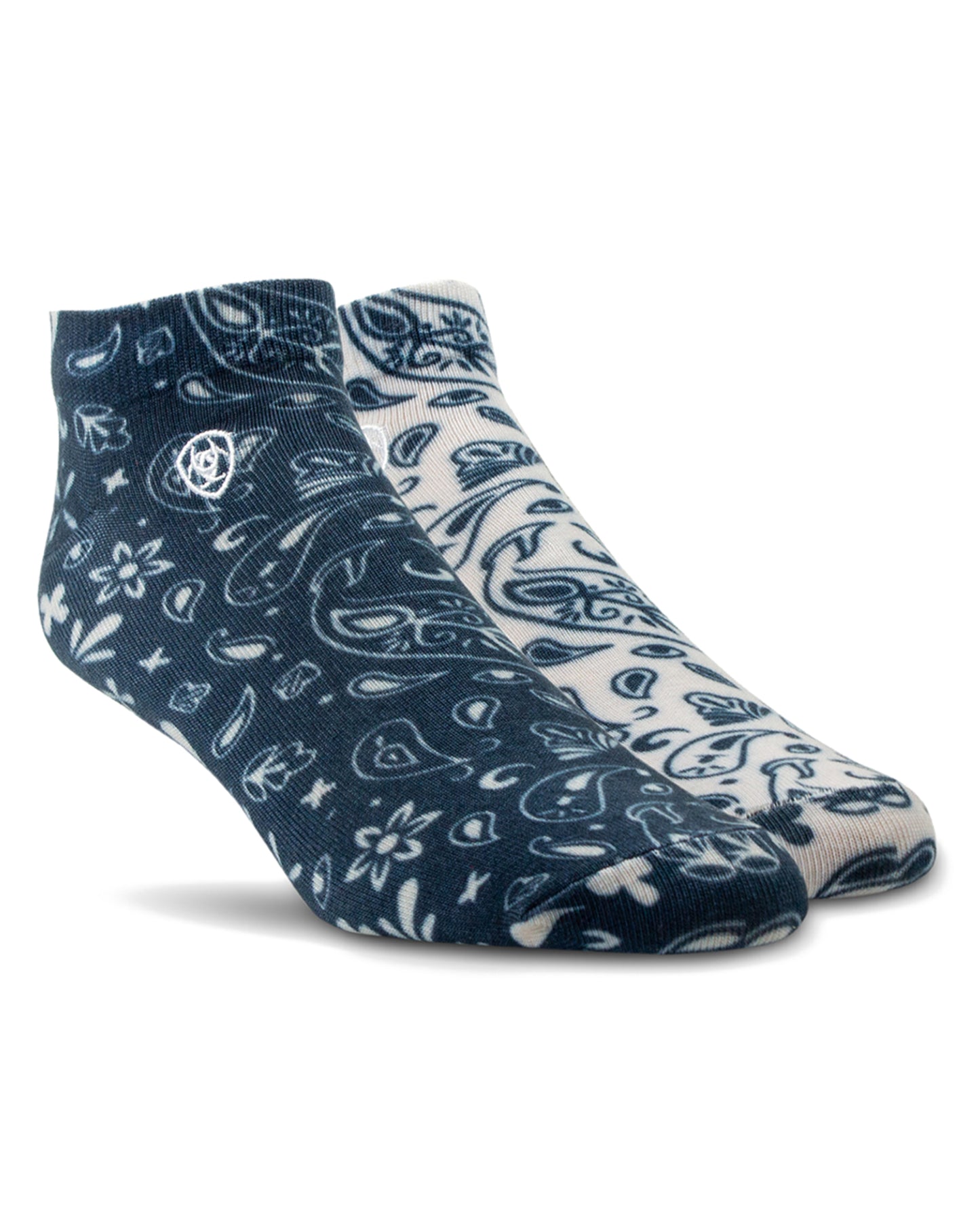 Women's Ariat Paisley Low Cut Socks by NESTERHOSIERY from Skip’s Western Outfitters | NES-3746-M-NATURAL/NAVY