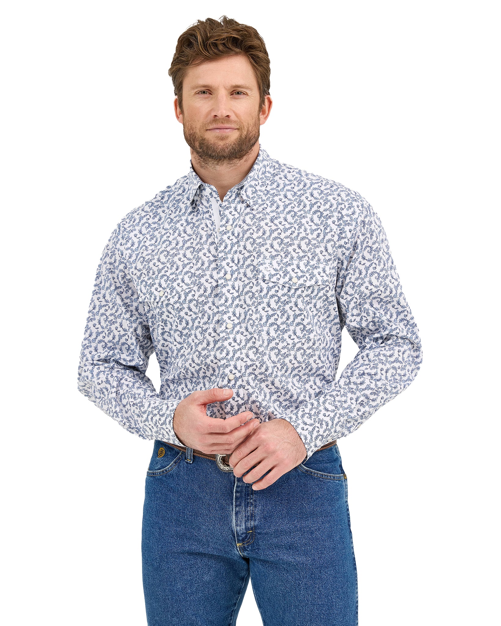 george strait dress shirts Wrangler George Strait Troubadour Long Sleeve Western Snap Shirt L