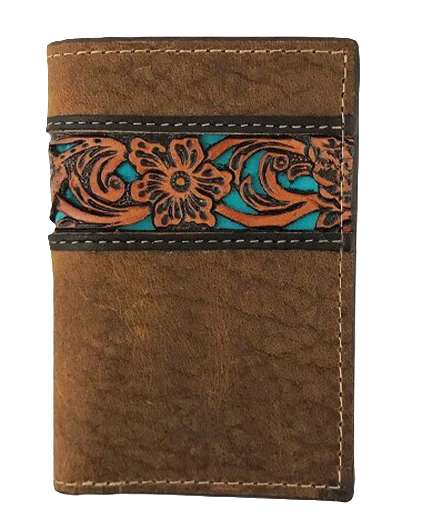 Genuine Leather Trifold Wallet With Pebble Grain Leather by Roper Belts from Skip’s Western Outfitters | GEM-8149000-O/S-TAN