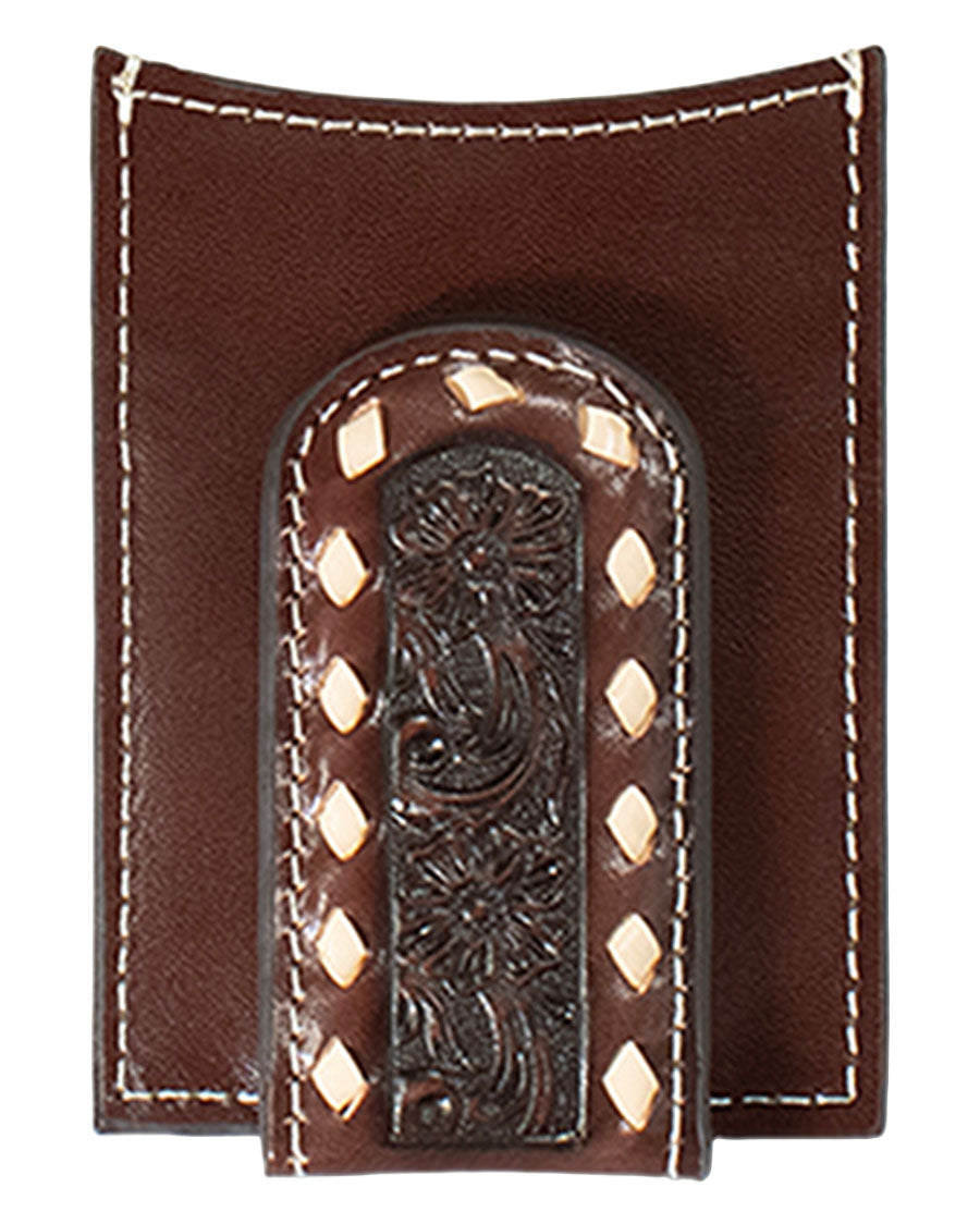 Men's Floral Embossed Money Clip Wallet - A3558302