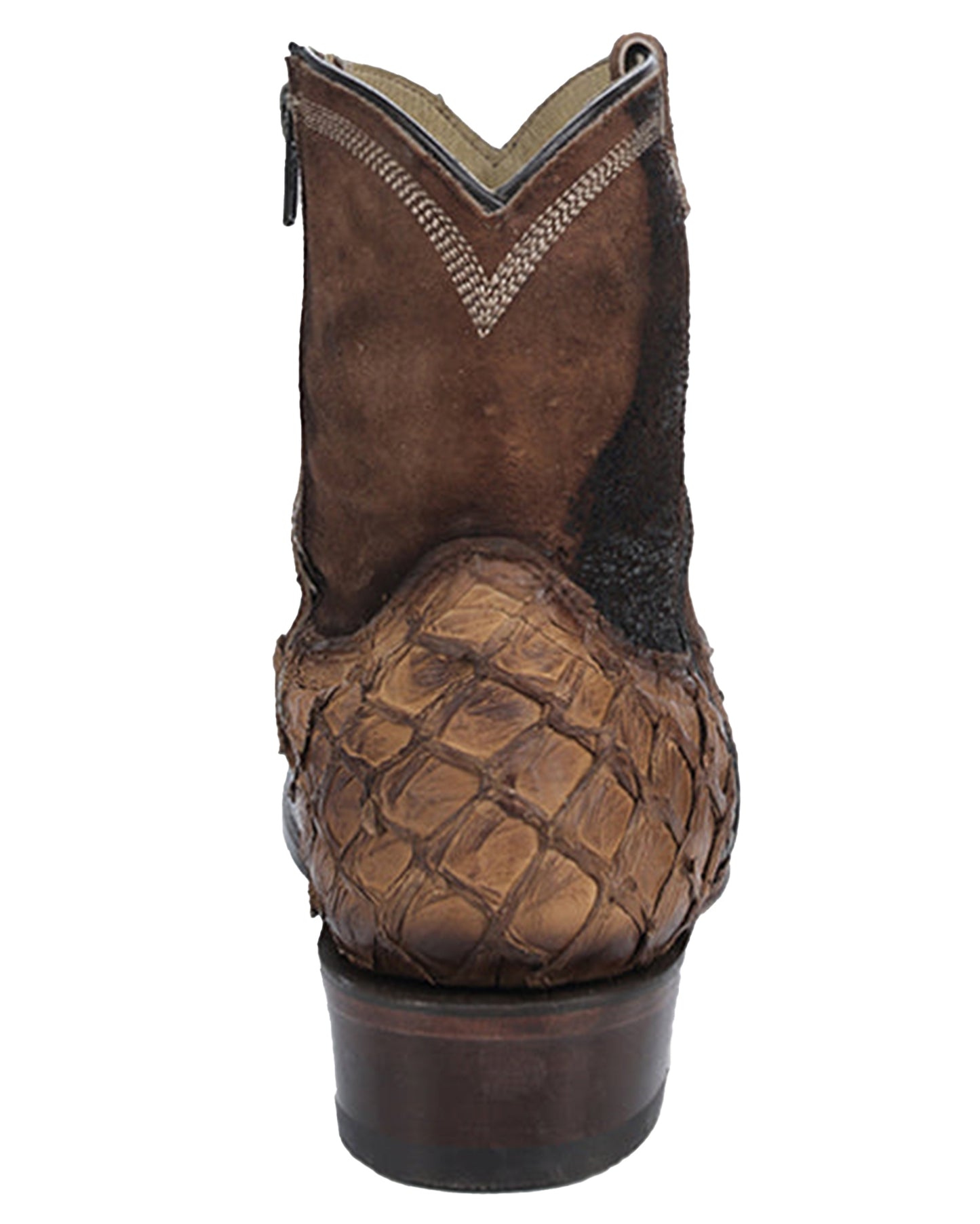 Corral A4660 Men's Handcrafted Narrow Square Toe Exotic Fish Pirarucu Skin Cowboy Boots in Brown at Skip's Boots