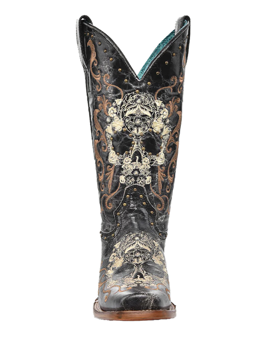 Corral Z5005 Women's Handcrafted Square Toe Cowgirl Boots in Black at Skip's Western Outfitters