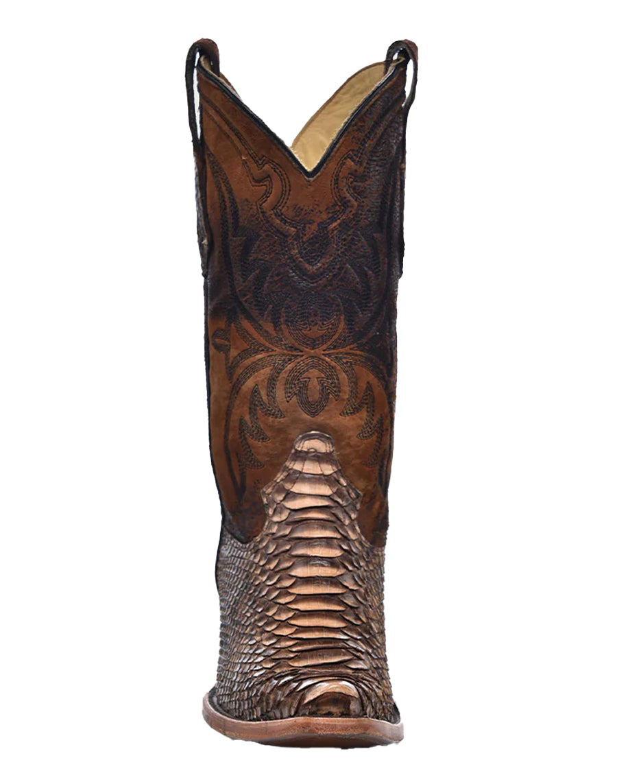 Corral A4452 Men's Handcrafted Snip Toe Exotic Python Snake Skin Cowboy Boots at Skip's Western Outfitters