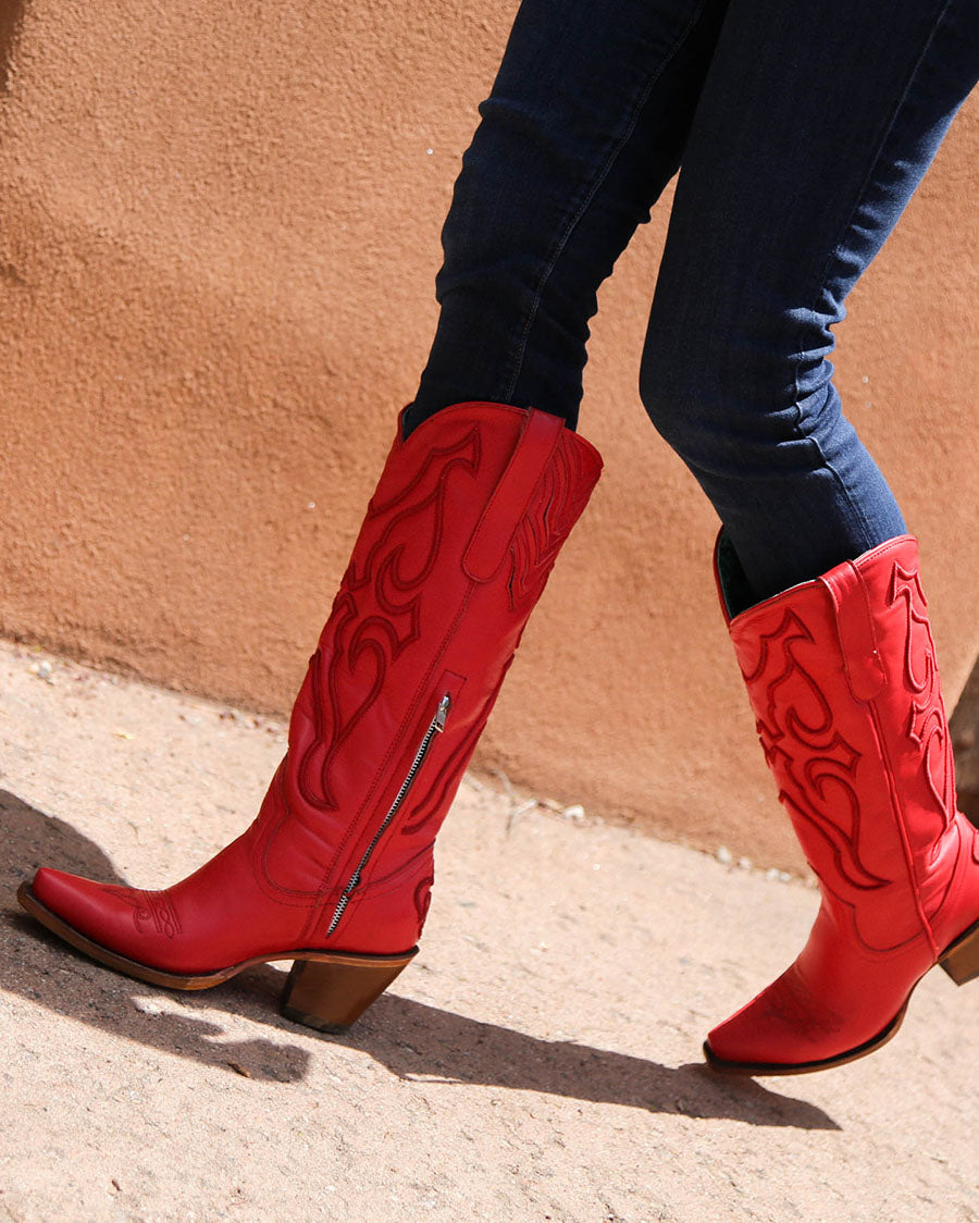 Corral Z5076 Women's Handcrafted Snip Toe Cowgirl Boots in Red at Skip's Western Outfitters