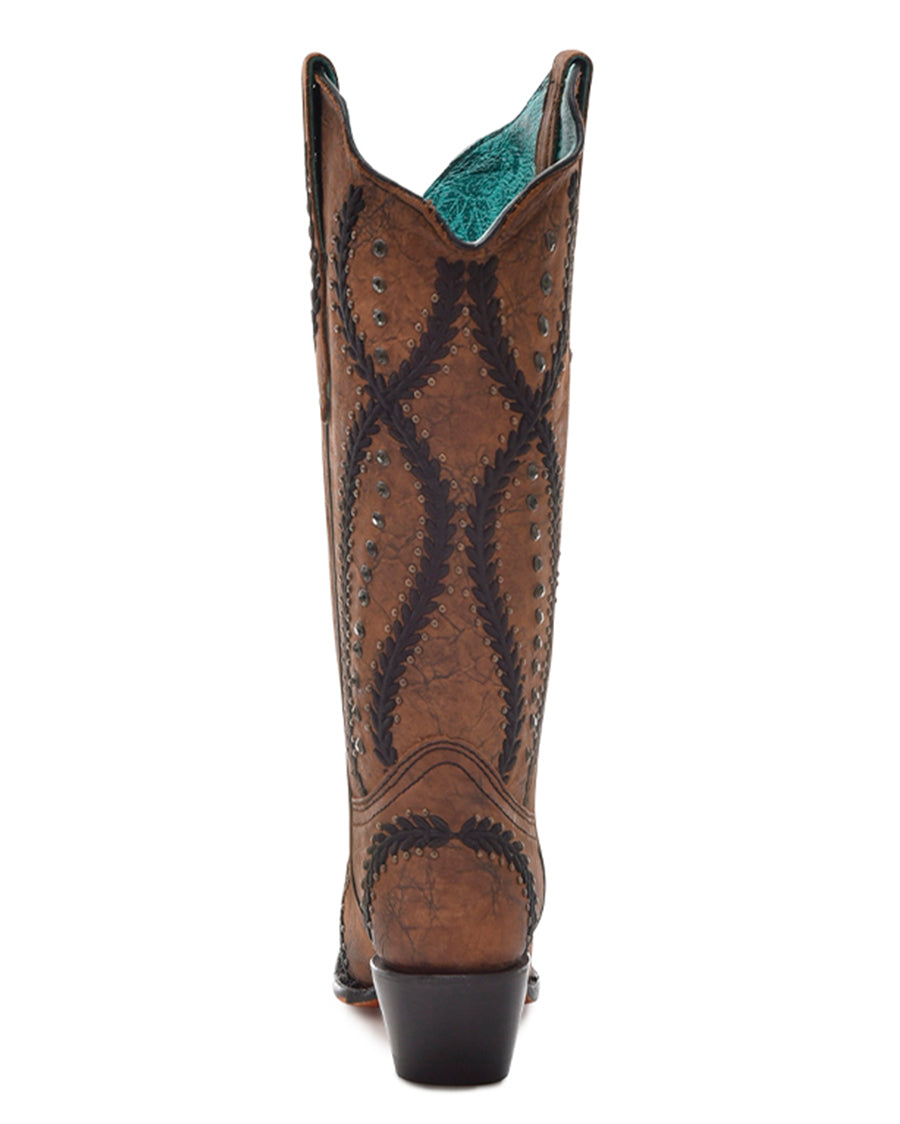 Corral Z5247 Women's Handcrafted Snip Toe Cowgirl Boots in Brown at Skip's Western Outfitters
