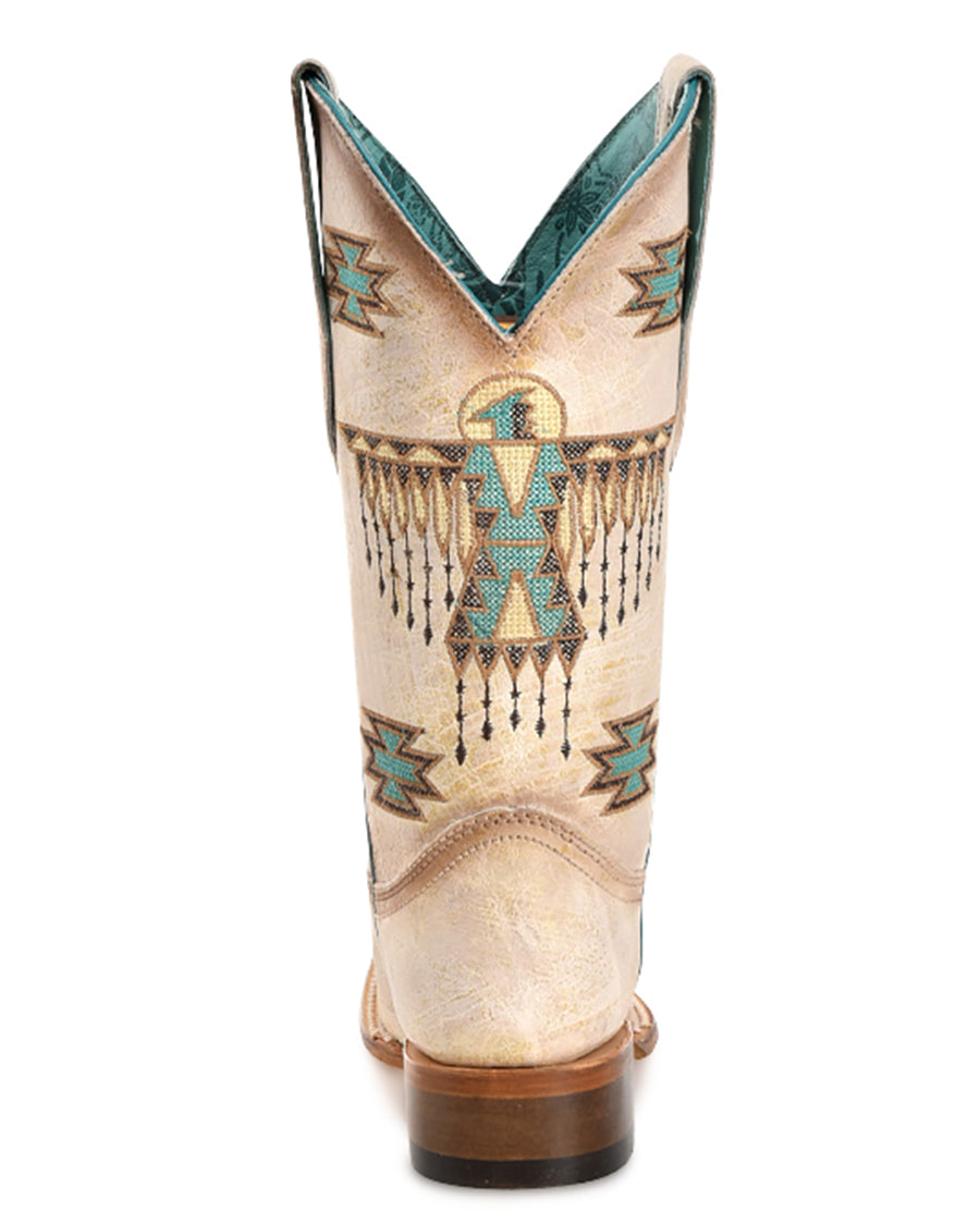 Corral Z5219 Women's Handcrafted Square Toe Cowgirl Boots in White at Skip's Western Outfitters