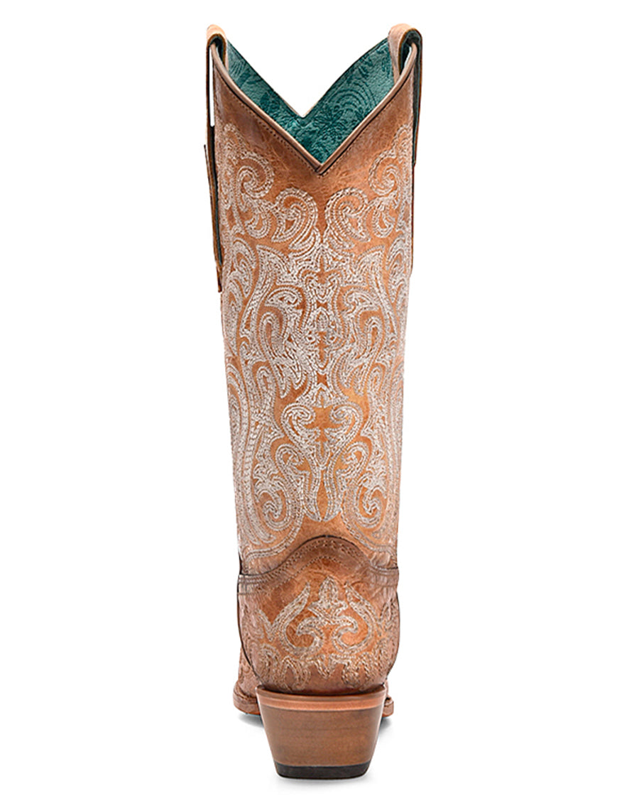 Corral C4144 Women's Handcrafted Snip Toe Cowgirl Boots in Tan at Skip's Western Outfitters