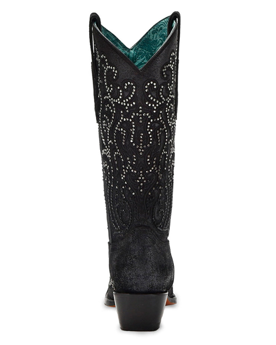 Corral C4100 Women's Handcrafted Snip Toe Cowgirl Boots in Black at Skip's Western Outfitters