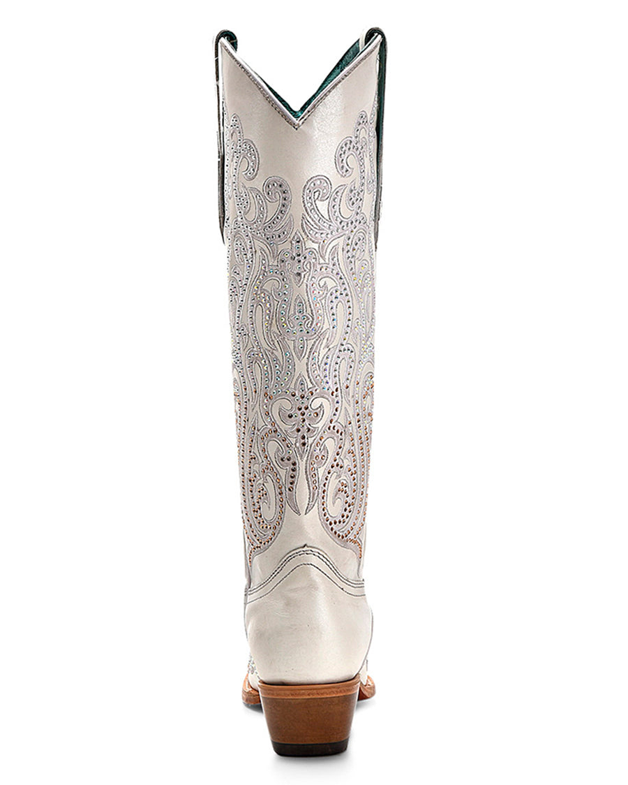 Corral C4099 Women's Handcrafted Snip Toe Cowgirl Boots in White at Skip's Western Outfitters