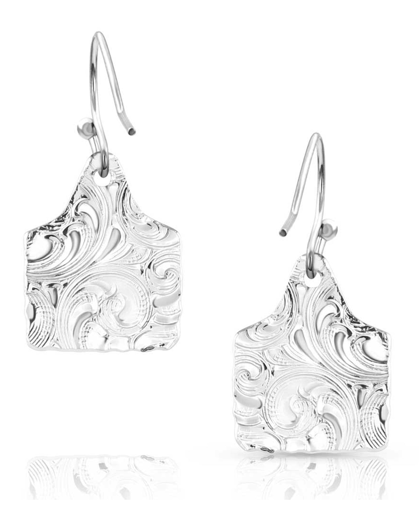 Chiseled Cow Tag Earrings