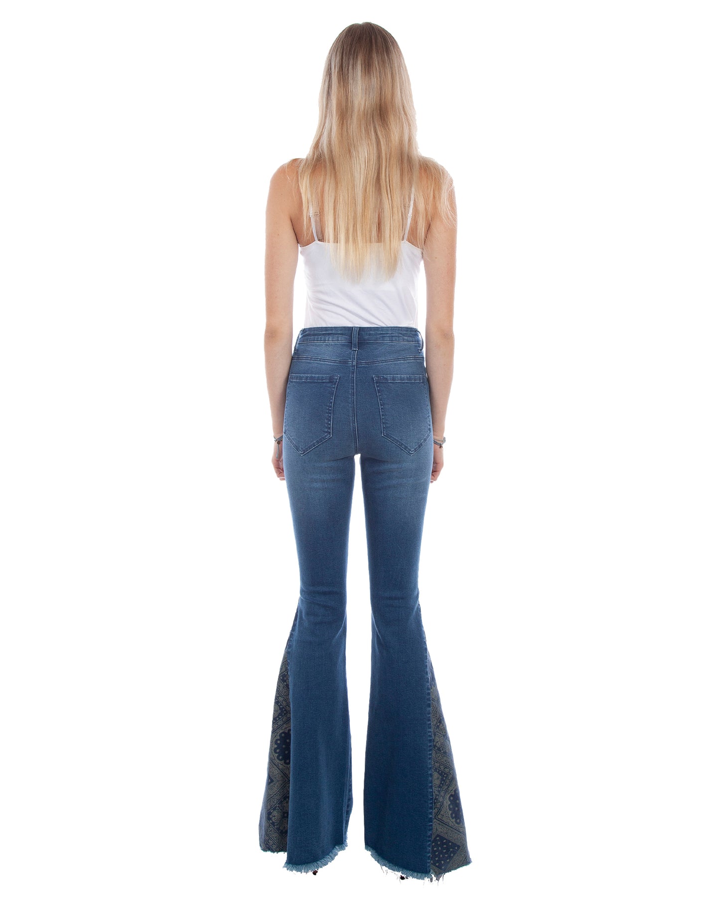 Women's Bandana Print Bell Bottom Jeans