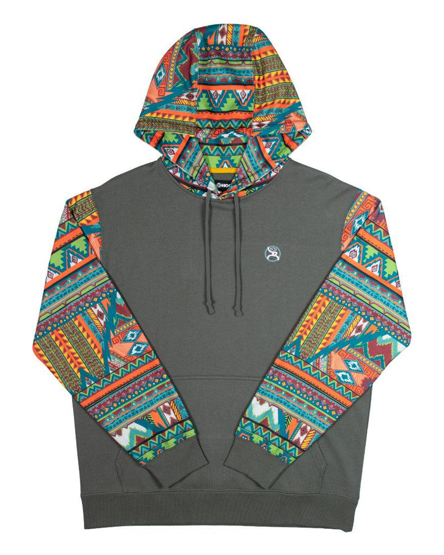 Men's Roughy Summit Hoodie by Hooey from Skip’s Western Outfitters | HOO-RH1191CHOR-S-Charcoal/Orange