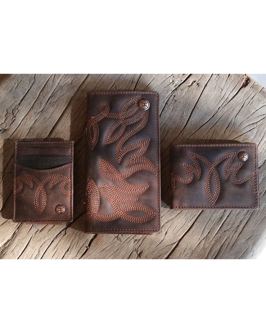 Wyatt Smooth Brown Money Clip With Brown Stitching - Hmc040-Br
