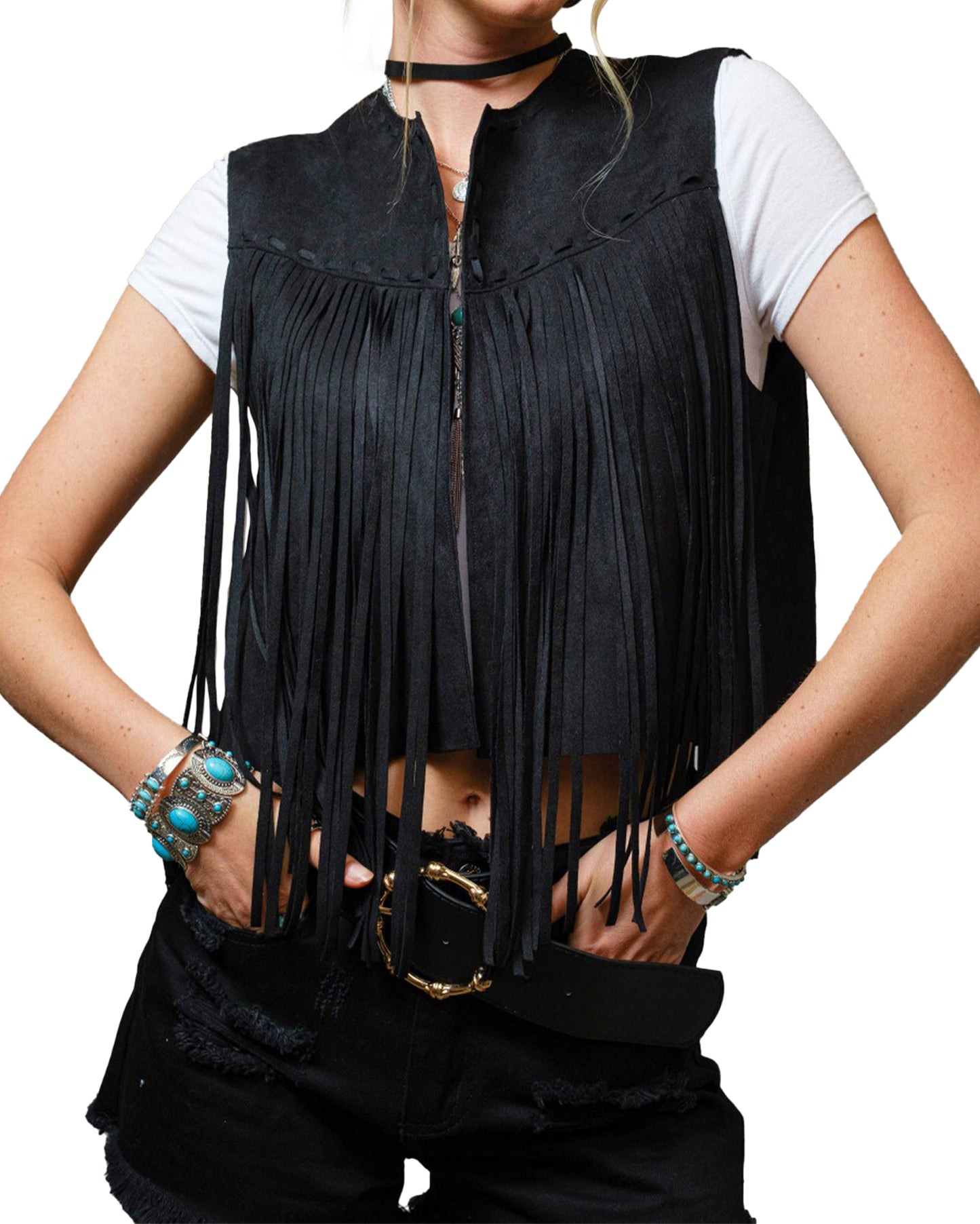 Women's Suede Fringe Western Vest