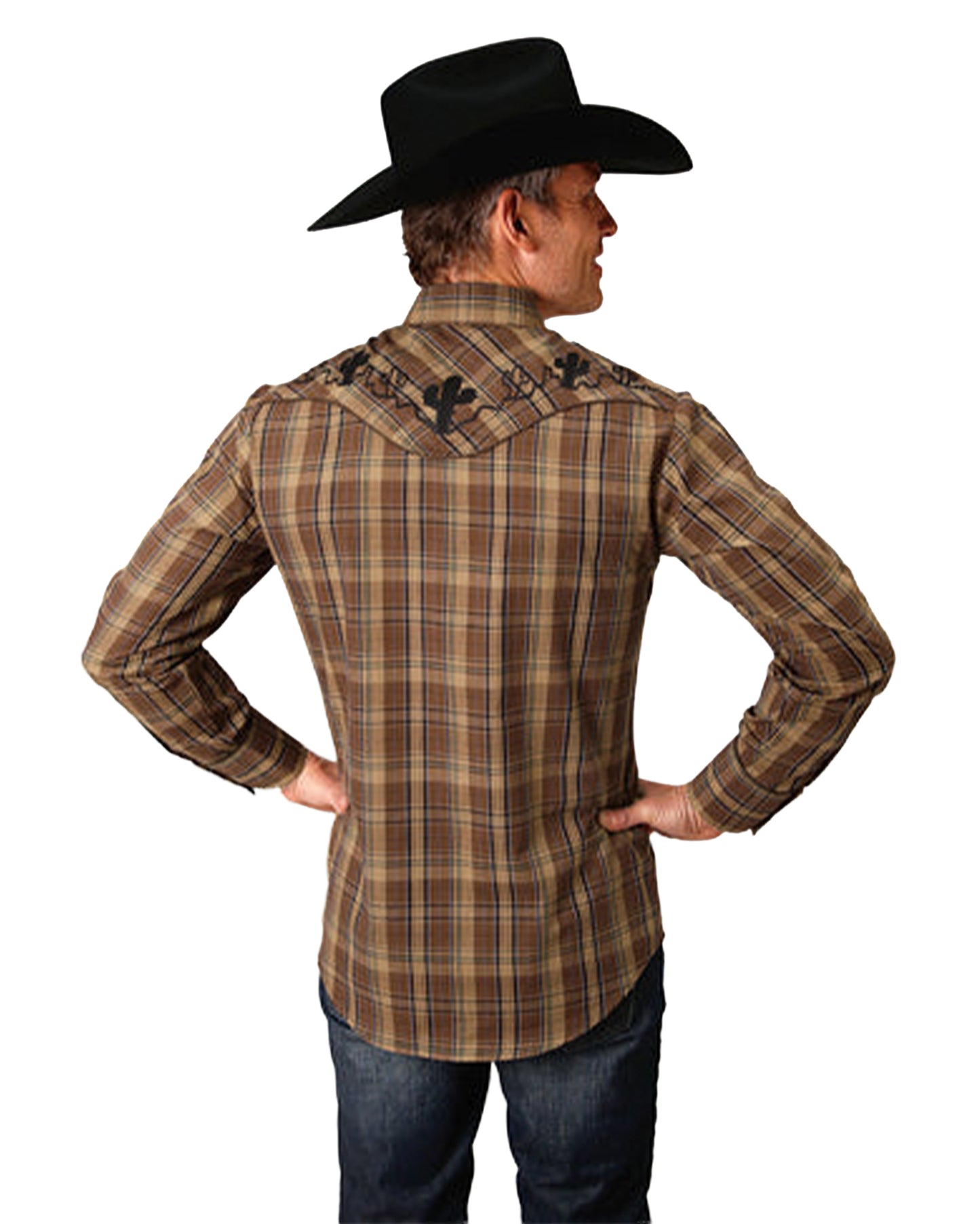 Men's Long Sleeve Snap Multi Brown Plaid Western Shirt - 01-001-0024-6040 Br