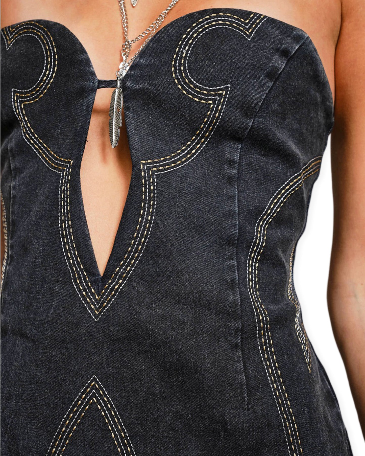 Women's Sweetheart Cutout Denim Mini dress