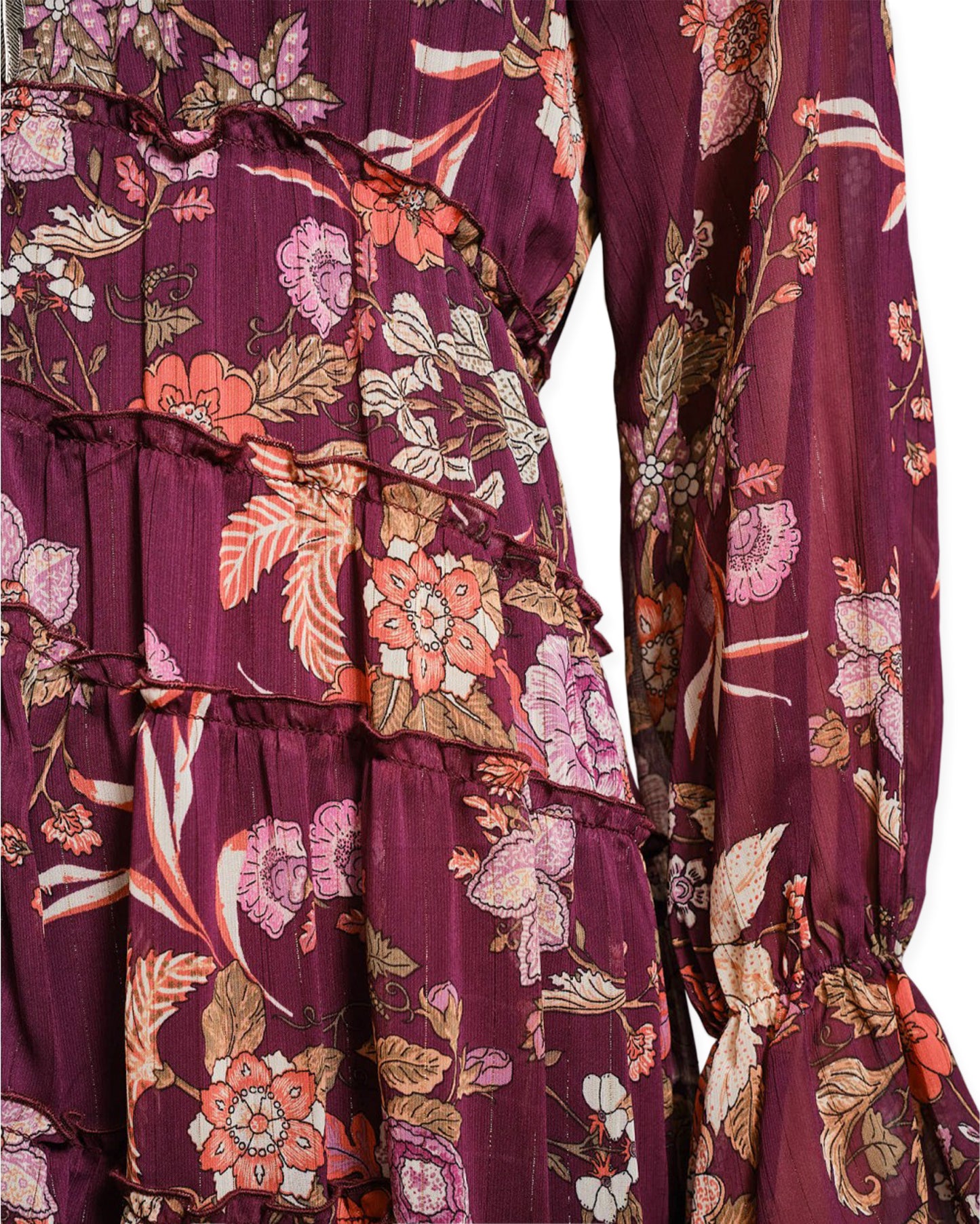 Women's Metallic Floral Chiffon Dress