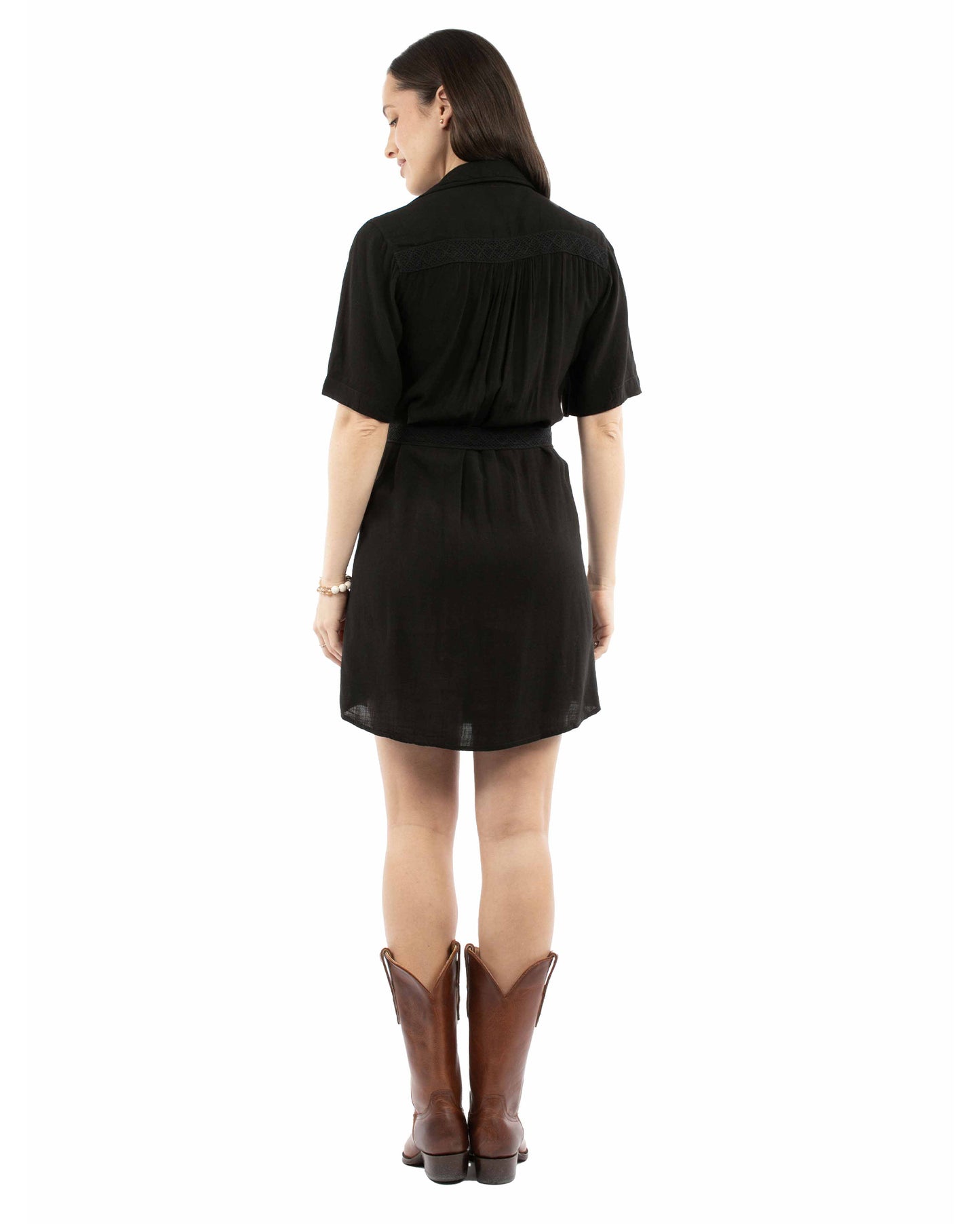 Women's Button Front Dress With Tie Belt