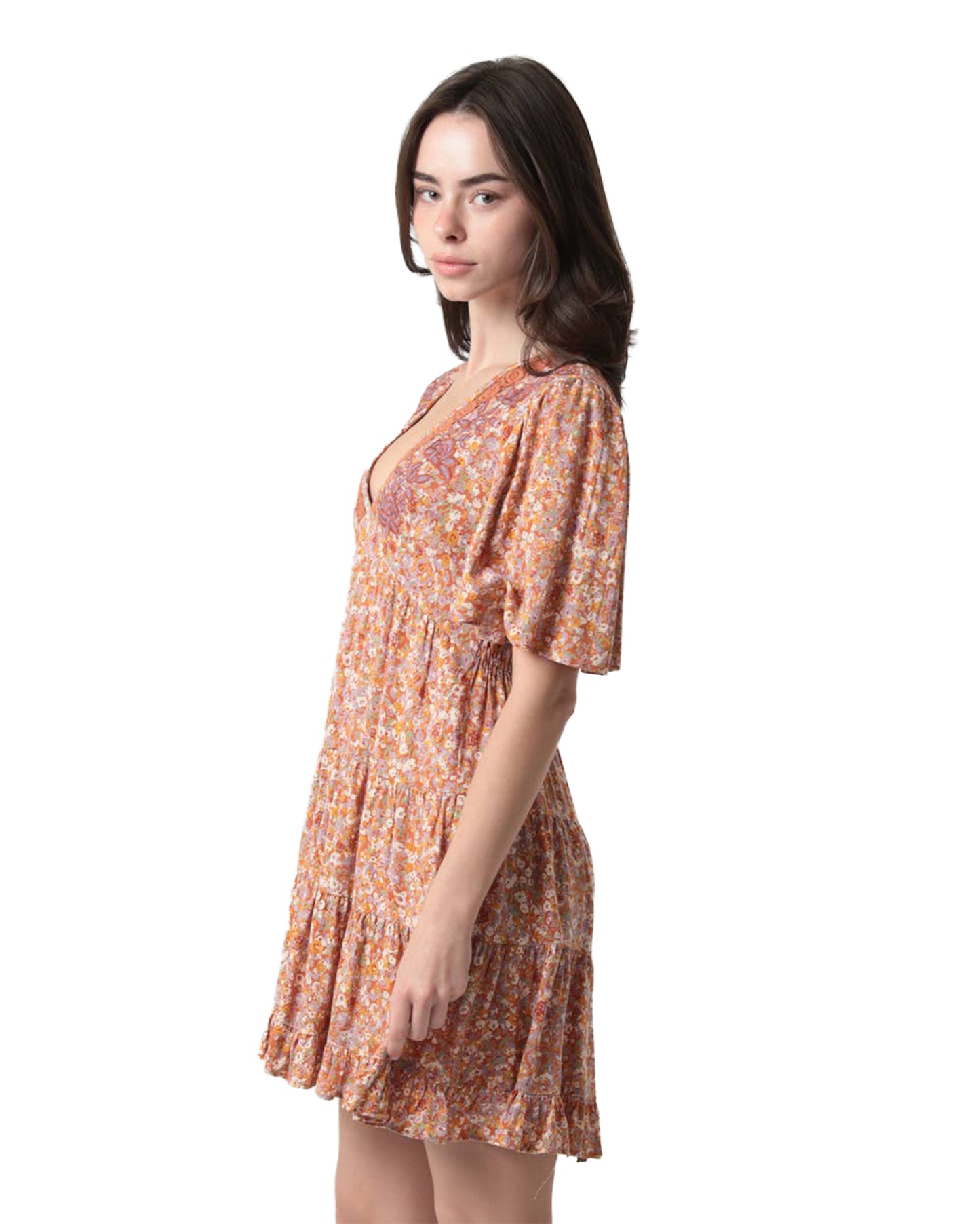 Women's Embroidered Neckline Mini Dress - C4B36-W982-Multi