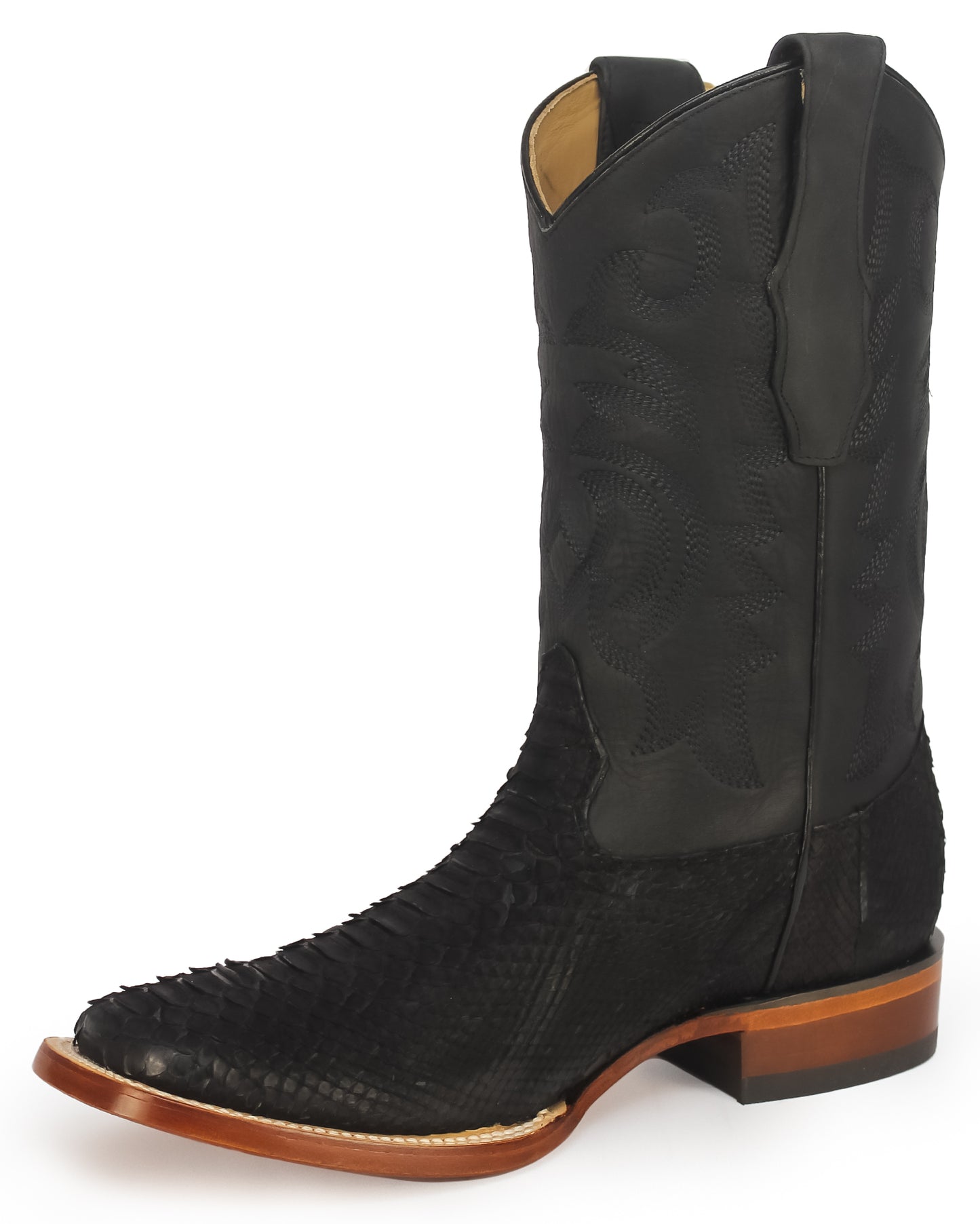 Men's Sueded Exotic Wide Square Toe Western Boots