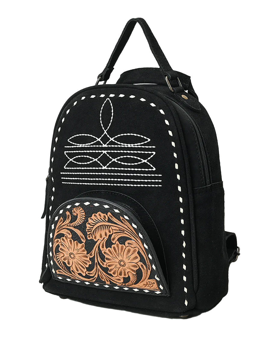 american leather backpack handbag American Darling Backpack Hand Tooled Genuine Leather Women Bag W. Black