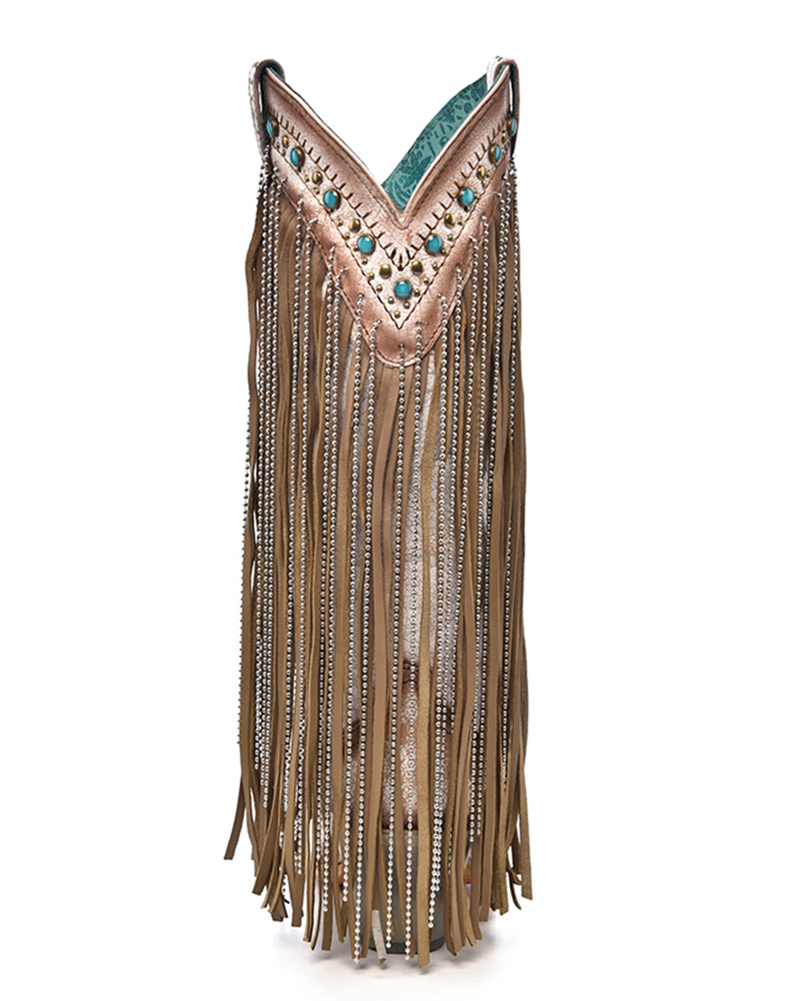 Corral C4088 Women's Handcrafted Snip Toe Cowgirl Boots in Tan White at Skip's Western Outfitters